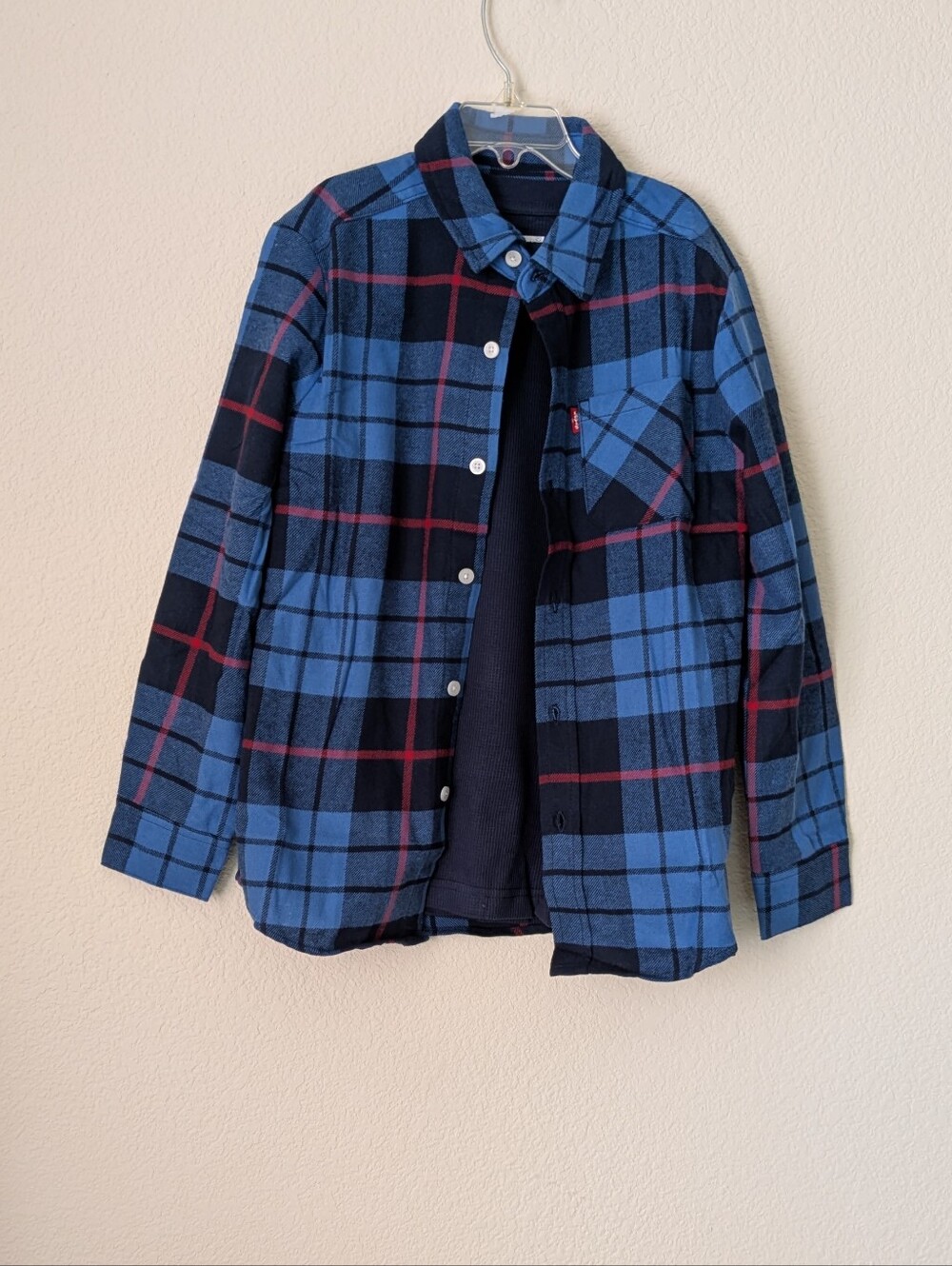 Levi's Boy's Blue Flannel And Shirt Set